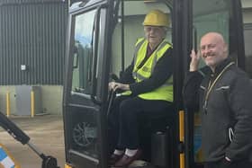 Joyce got to drive a JCB digger on her 90th birthday.