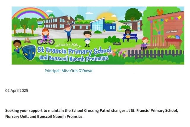Miss Orla O'Dowd, principal of St Francis' PS in Lurgan, Co Armagh, is spearheading a campaign, backed by parents of children attending the school, to save their School Crossing Patrol man following a decision by the Education Authority to axe the post.