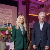Holly Hamilton, presenter and event host, with John McGrillen and Ellvena Graham of Tourism NI