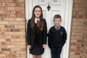 Lexi and Harvey Adams before their first day back at School. Lexi is now a 1st year and Harvey is in P6.
