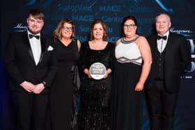 Picking up the silver award for Mace Large Format Store of the Year were the team from Mace Gortin Road in Omagh, with owner Keith Dolan (far right).