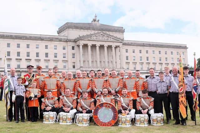 Cookstown Sons of William Flute Band pictured ahead of the NI Centenary parade on Saturday, May 28, 2022 from Stormont to Belfast city centre. Picture: Jonathan Porter/PressEye
