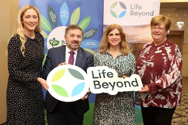 Pictured are: Gemma Daly – Rural Support Board Chair, Robin Swann - MLA, Veronica Morris – CEO Rural Support, Gillian Reid – Head of Farm Support for Rural Support at the Life Beyond Celebration Event.