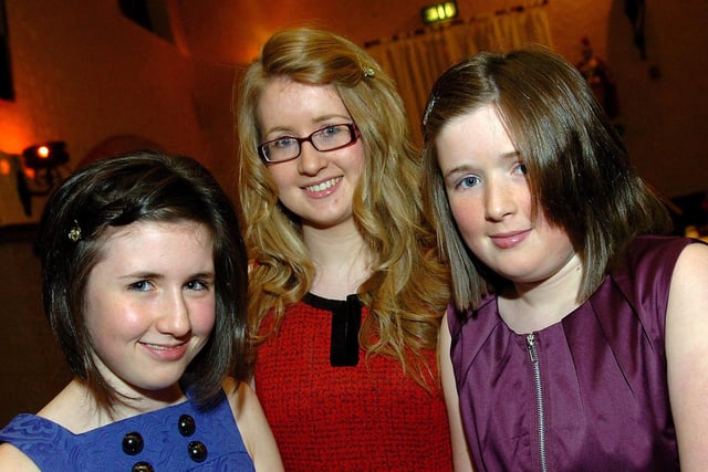 Smiles from Lindsey, Laura and Catherine at the Moneymore Young Farmers Club annual dinner held in 2010.