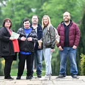 Autism NI Lisburn Support Group Secretary Paula McClinton and her family, along with volunteer Alana Carlisle and her partner.