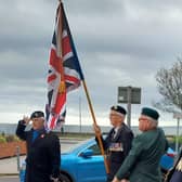 Remembering the fallen in Carrickfergus town centre on Friday morning.