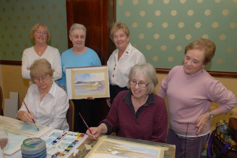 Busy at the Paul Holmes watercolour painting workshop in the Londonderry Arms Hotel in 2010 were (front): Hannah Barr and Margaret Stockman and (back): Joan Thompson, Rose Close, Gloria Lewis and Margaret Thompson