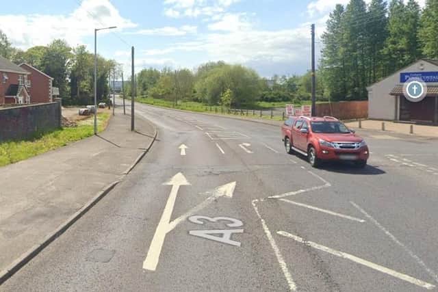 Resurfacing work gets underway on the Moira Road between Hull's Lane and Lissue Road. Pic credit: Google