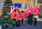 L-R Mark Jones, Action Cancer; Melanie Talbot, Gordons Chemists; Neamh Carron, Gordons Chemists; Rhonda Baird, Gordons Chemists and Lucy McCusker, Action Cancer.