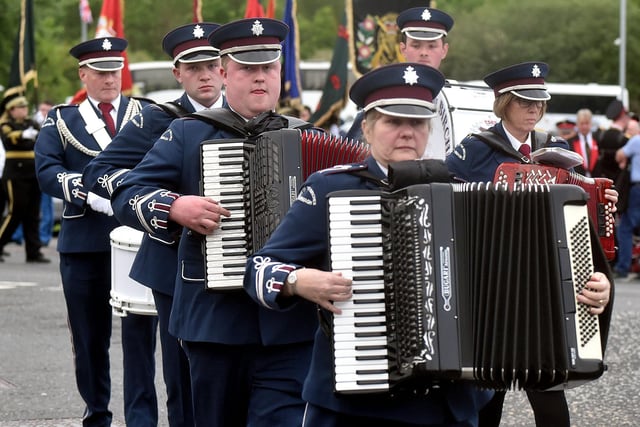 Pride Of The Birches Accordion Band, Portadown, taking part in Friday night's parade. PT22-217.