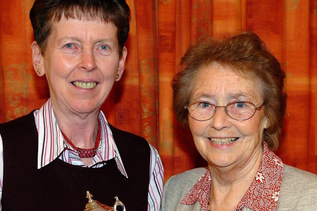 The Woods Bowling Club ladies singles winner Sandra Evans and runner-up Maisie Clarke at the club's presentation dinner in 2007.