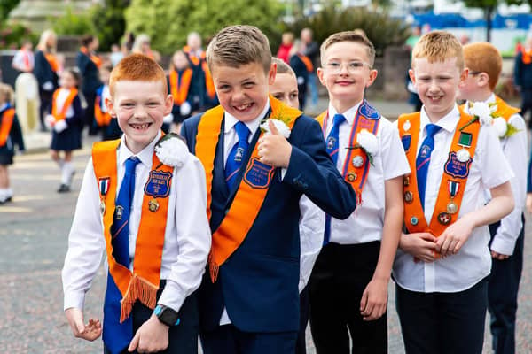 The sun shone brightly in Bangor for the annual Co Armagh Junior Orange Lodge parade. Photos by Graham Baalham-Curry