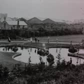 Undated image showing the 'shamrock pond' at Shaftesbury Park, Carrickfergus.  Photo courtesy of Carrickfergus Museum