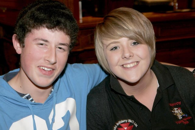 Jack Beattie and Stacy Marshall pictured at the Finvoy table quiz held at Ballymoney Rugby Club in 2010