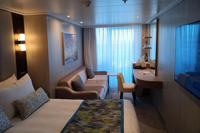 A stateroom with balcony on board the Sun Princess