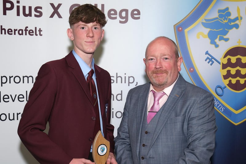 Sporting awards: NI Soccer: Callum Leacock with Mr Friel.