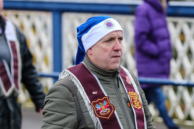 Sporting festive headgear for the parade. Picture: Lorcan Doherty / Presseye