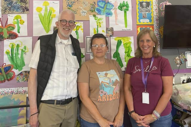 East Antrim Alliance MLA Stewart Dickson during a visit to Hollybank Pre-School unit on June 14. (Credit: East Antrim Alliance).