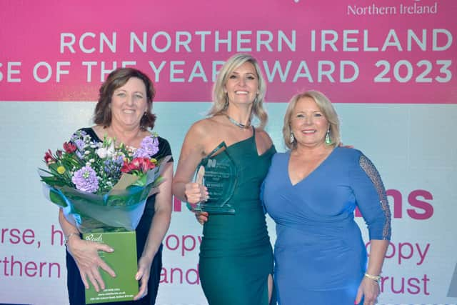 Vicky Burns (Centre) pictured with Maria McIlgorm and Pat Cullen. Credit: Royal College of Nursing