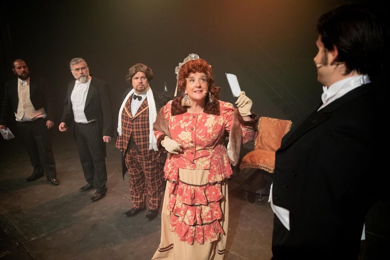 From left - Tim Brown, Feargal McCarry, Andy Shaw, Rosemary O'Connor and Luke de Belder in Portrush Music Society's Northern Ireland premiere of The Phantom of the Opera.