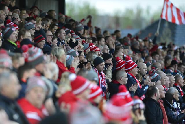 There was a great turnout of Larne fans for the momentous match. Picture: Arthur Allison/Pacemaker Press