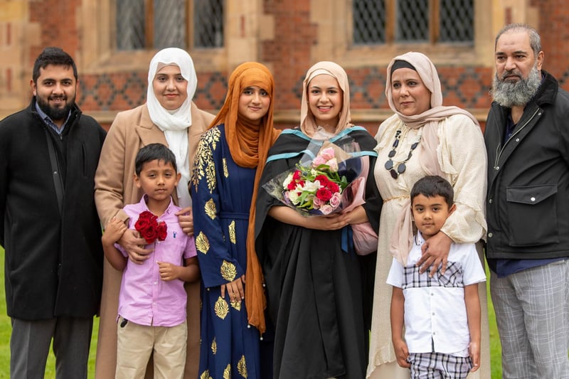 Ameerah Choudry, originally from Pakistan, is pictured with her family as she graduates from Queen’s with a Masters in Pharmacy.