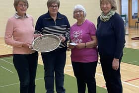 Pictured, from lett, are Maureen Browne, Rosemary McAllister (Federation Vice Chair), Pearl Fleming and Christine Rankin (Chair, Magazine & Leisure Sub-Committee)