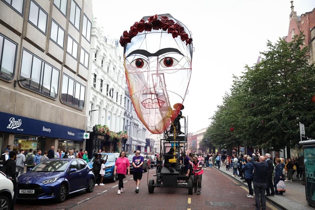 The parade makes its way through the streets of Belfast.