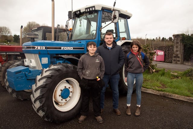 Posing proudly with their vintage Ford 7810 tractor at the charity tractor run in Markethill on Saturday morning are Isaac, Jordan and Rebekah Parr. PT12-273.