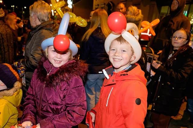 Posing for the camera with some seasonal headgear at the Markethill switch-on.