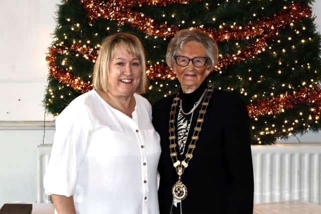Karen Hughes celebrates 40 years of employment at the Society with RUAS President Christine Adams. Pic credit: RUAS