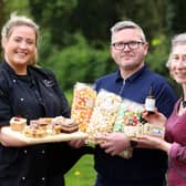 Pictured at the launch of the June market are, (l-r) Niall McSharry, The Gardener’s Kitchen; Victoria Allen, Potters Hill Plants and Mark McCorry, Barkelicious Bakes.