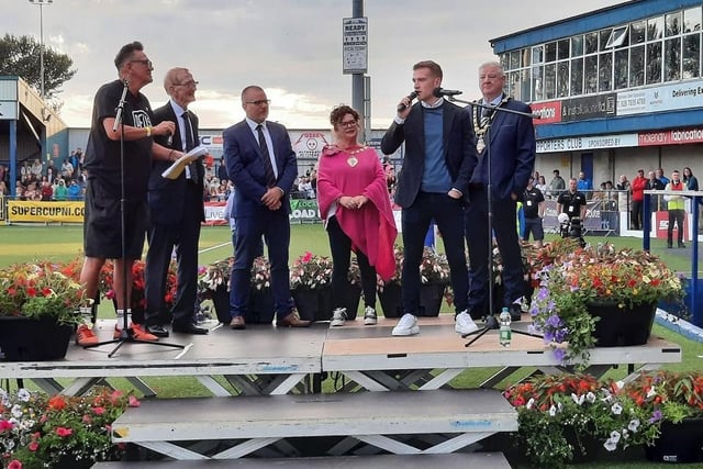 Mayor of Causeway Coast and Glens Borough Council, Councillor Steven Callaghan at the launch of this year’s Supercup NI at Coleraine’s Showgrounds. Credit CCGB Council