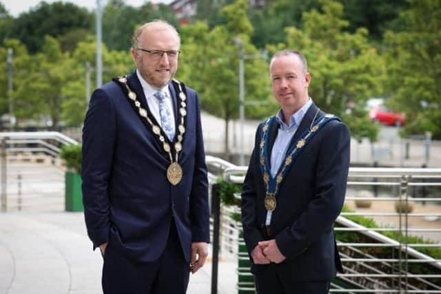 Deputy Mayor Councillor Gary McCleave with Mayor Councillor Andrew Gowan. Pic credit: Lisburn and Castlereagh City Council
