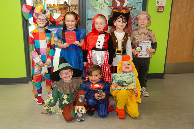 P1 pupils at Millington Primary School who dressed as their favorite book character for World Book Day. PT10-236.