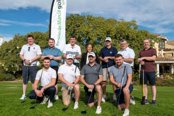 Rodney Orr (Clandeboye GC), Emmet Hughes (Killymoon GC), Tommy Wright (Dunmurry GC), Esther Garcia from event organisers the Tourism Institute of the Region of Murcia, Peter Mulhall (Ardglass GC), David McEwen (Edenmore GC), Paul Craig (Whitehead GC), Ralph Mealiff (Galgorm Castle), Peter Liggett (Portadown GC), Martin Peters (Lough Erne Resort) and Brad Stewart (Castlerock GC).