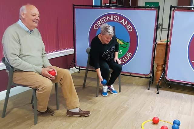 Roy and Clare taking part in Boccia. Photo submitted by National Lottery Community Fund