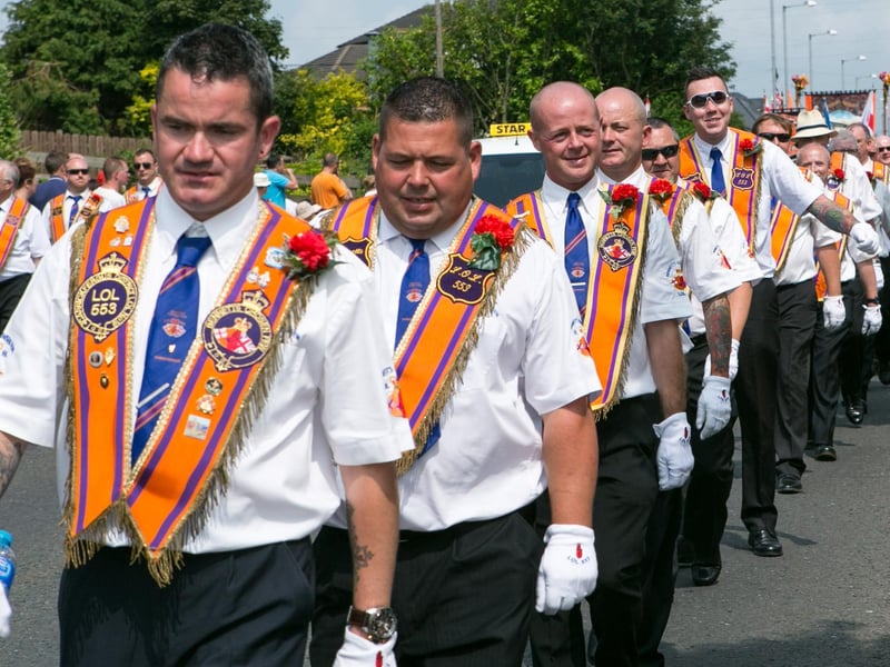 Carrick Lodges marching in Glengormley. INCT 29-435-RM