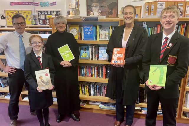 Ballyclare High School has launched a new collection of books on philanthropy and giving following a donation from former pupil and Head of Alumni Relations, Sandara Kelso-Robb MBE.  Photo: Ballyclare High School