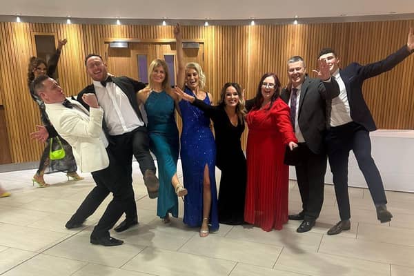 PARTY TIME...The Banbridge crew celebrate their success.