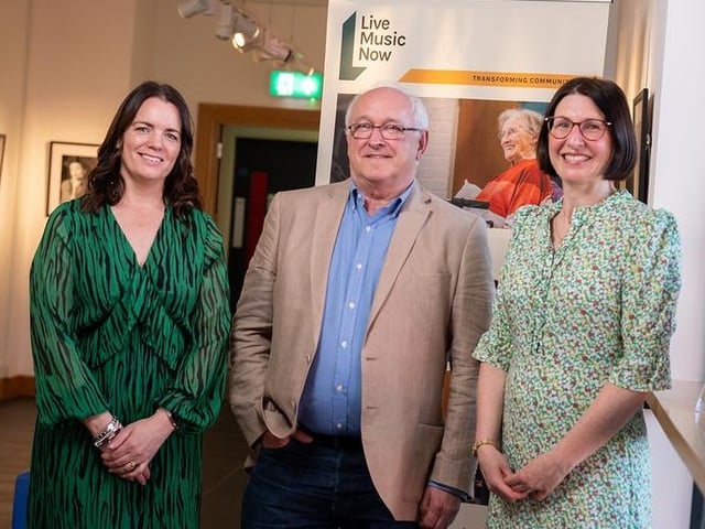L-R Shirleen McCann Bank of Ireland, Douglas Bartlett, Steinbeck Festival and Alice Lewis National Director LMN NI