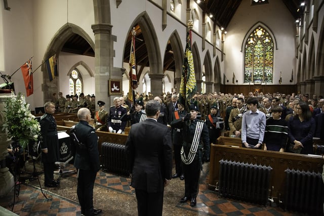 Following the parade, the old Colours were laid up at a civic service in St Patrick’s Church.