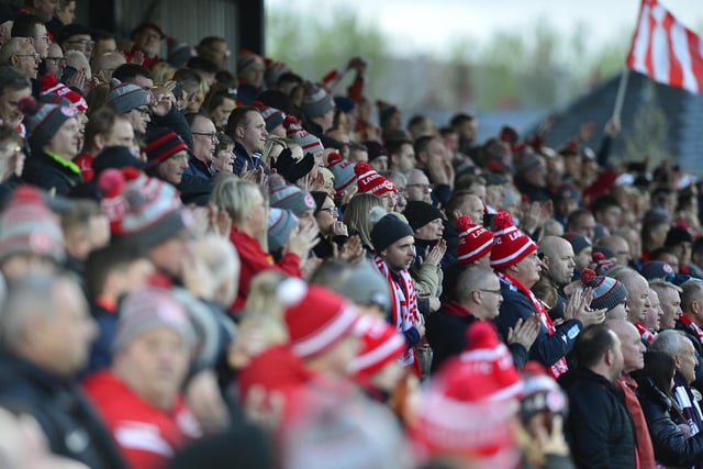 There was a great turnout of Larne fans for the momentous match. Picture: Arthur Allison/Pacemaker Press