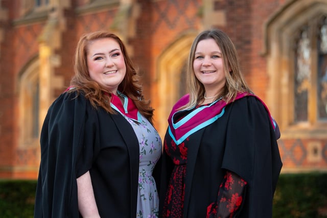 Pictured left to right are Hannah McClure-Gyle from north Belfast and Allison Linzing from Chicago, USA. They both graduated with a Masters in Inclusion and Special Educational Needs.