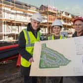 L-R: Michael McDonnell, Choice Group Chief Executive pictured with Jennifer Overend, Development Officer and Leo Matheson, Director from Leo Matheson Ltd. Pic credit: Choice Housing