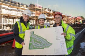 L-R: Michael McDonnell, Choice Group Chief Executive pictured with Jennifer Overend, Development Officer and Leo Matheson, Director from Leo Matheson Ltd. Pic credit: Choice Housing