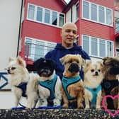 Robert Donkers and his dogs who spent this week 'Walking to Save Dogs'. Credit Robert Donkers