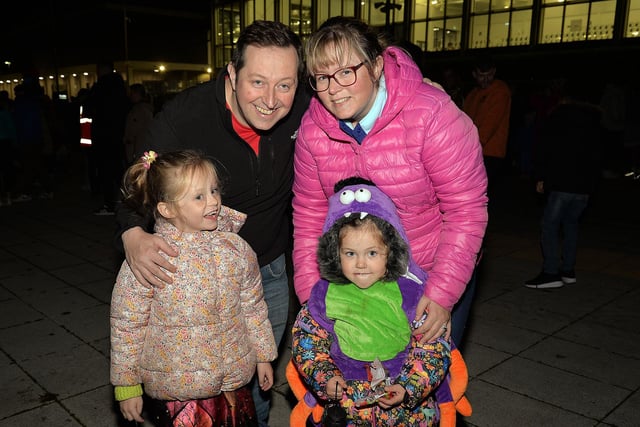 Looking forward to a great fireworks display at Craigavon lakes on Thursday night are the McGregor family including parents, Gareth and Nichola and children, Scarlett (7) and Sophia (4). PT44-218.