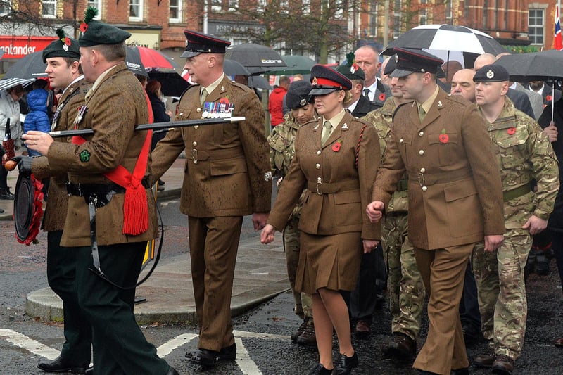 Heading for the War Memorial in Portadown town centre on Sunday.