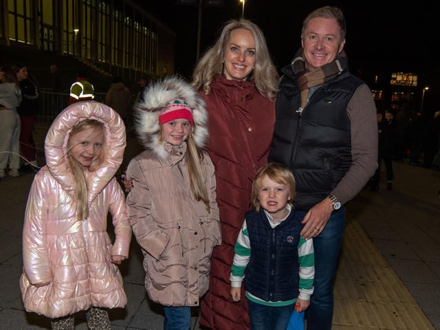 The McDowell family who attended the big fireworks display on Thursday night. Included are, Olivia (8), Bethany (10), mum, Victoria, Reuben (5) and dad Lee.